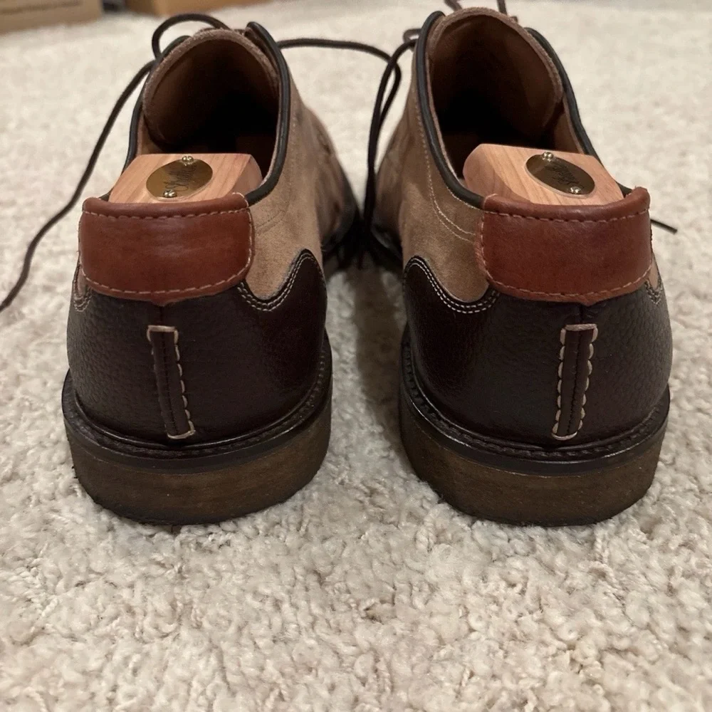 Johnston & Murphy Men's Size 11 Sheepskin Plain Toe Suede Oxford Tan Brown Shoes